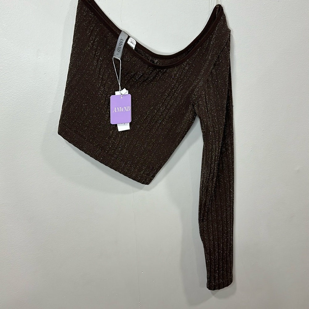 Brown with silver sparkles crop top